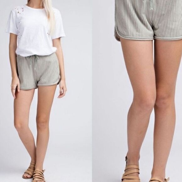 Striped Drawstring Shorts - Picture 7 of 14